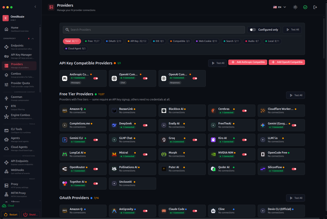 OmniRoute // Orquestração Open Source de IA ⚡